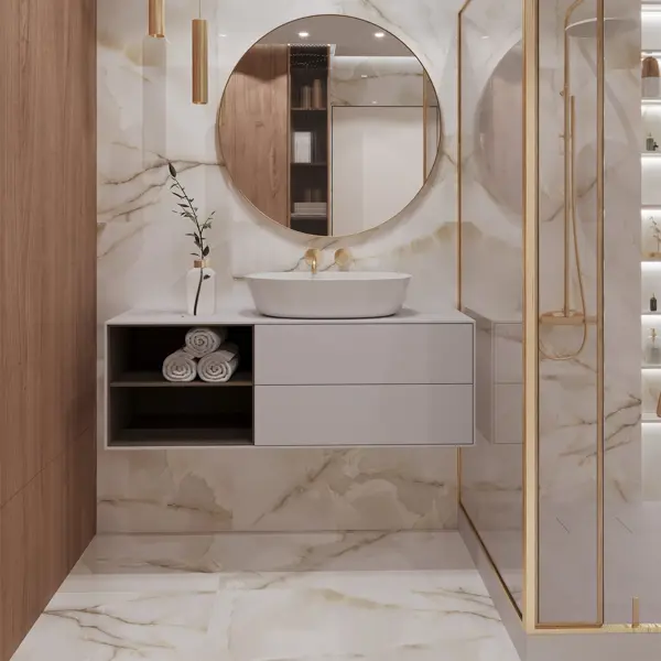 Глазурованный керамогранит Arcadia Ceramica Onyx Primo 60x120 см 1.44 м² глянцевый цвет бежевый