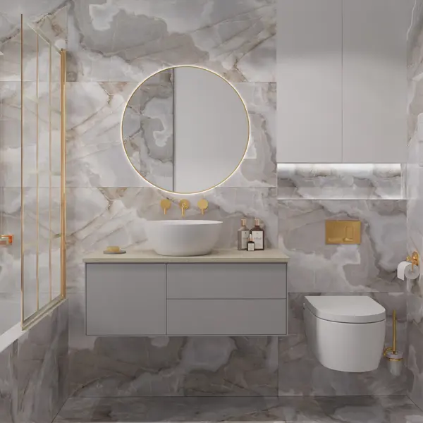 Глазурованный керамогранит Arcadia Ceramica Rex Onyx Blue 60x120 см 1.44 м² полированный цвет серо-голубой