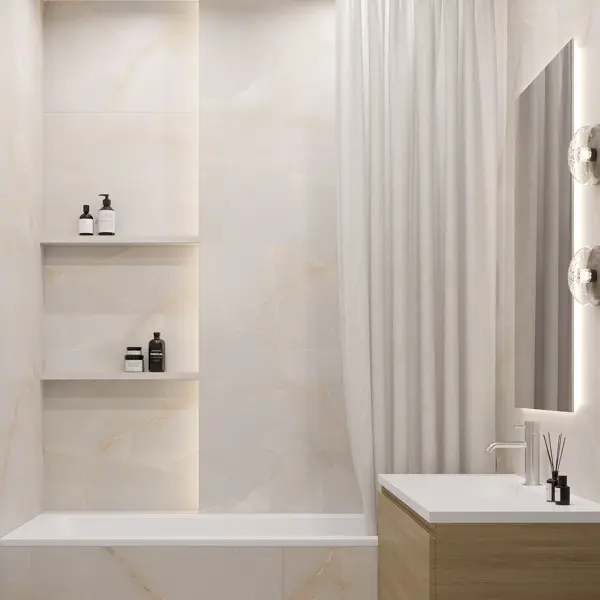 Глазурованный керамогранит Ceradim Payour Onyx Natural Карвинг 60x120 см 1.44 м² матовый цвет светло-серый