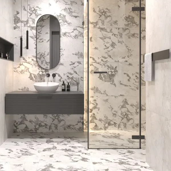 Глазурованный керамогранит Grasaro Elegant 60x60 см 1.8 м² Sugar-эффект цвет черно-белый