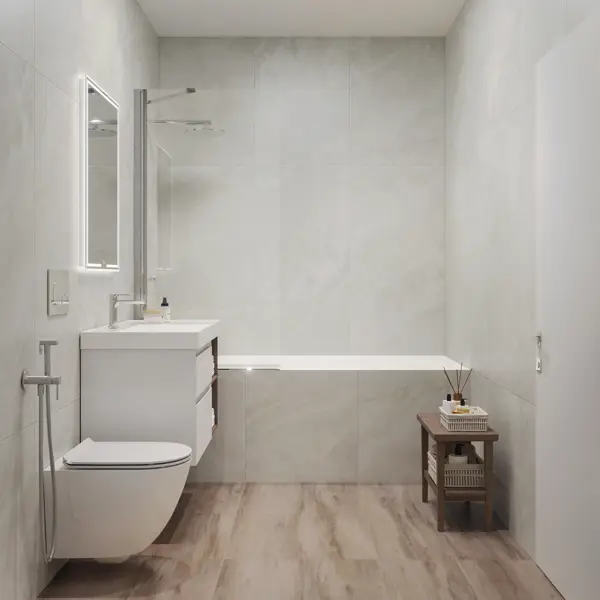 Глазурованный керамогранит Kerama Marazzi Тренто 59.5x119.1 см 1.434 м² гладкий цвет светло-серый