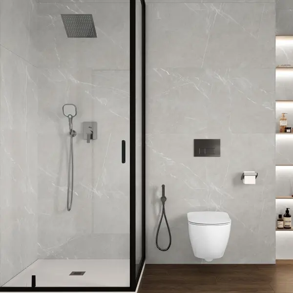 Глазурованный керамогранит Pietra Blanco 60x120 см 1.44 м² матовый цвет светло-серый