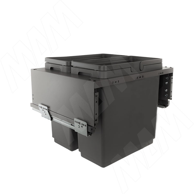 GLOBE 2.0 M60W Система сортировки и хранения, 2 емкости (33л+33л), креп. фасада, полн.выдв., плавн.закр., направл. Nova Pro, без крышек. (PG2GME602SCGM)
