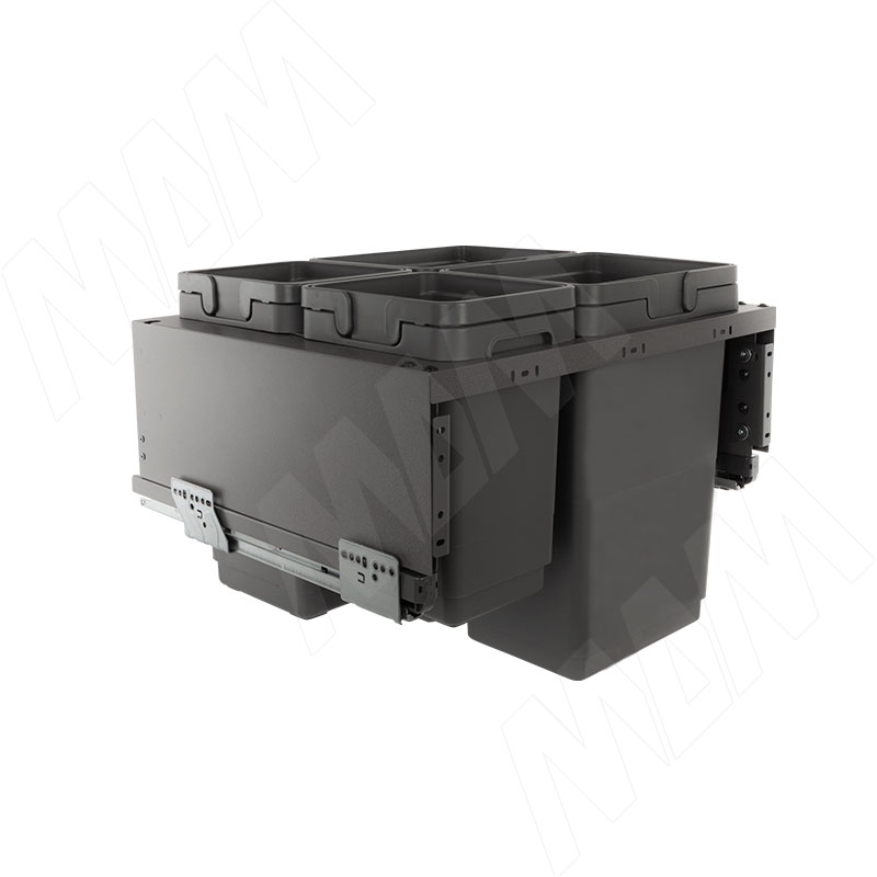 GLOBE 2.0 M60W Система сортировки и хранения, 4 емкости (20л+20л+10л+9л), креп. фасада, полн.выдв., плавн.закр., направл. Nova Pro, без крышек (PG2GME604SCGM)