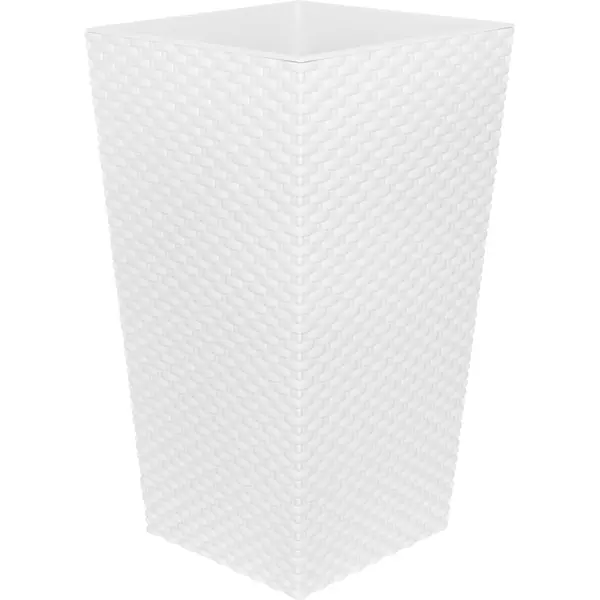 Горшок цветочный Idea Ротанг 26x26x45.7 см v7.6 л пластик белый