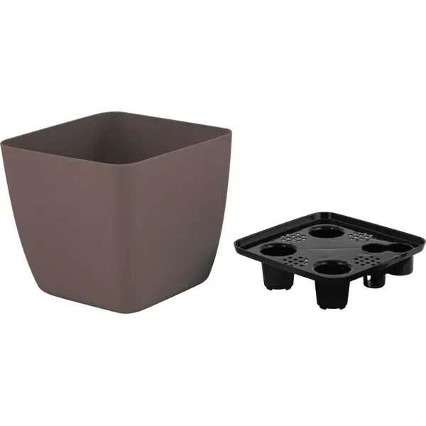 Горшок цветочный Ingreen Вена 13x13x12 см v1.5 л пластик горький шоколад