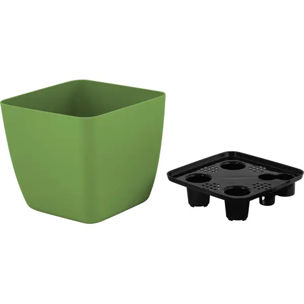 Горшок цветочный Ingreen Вена 13x13x12 см v1.5 л пластик оливковый