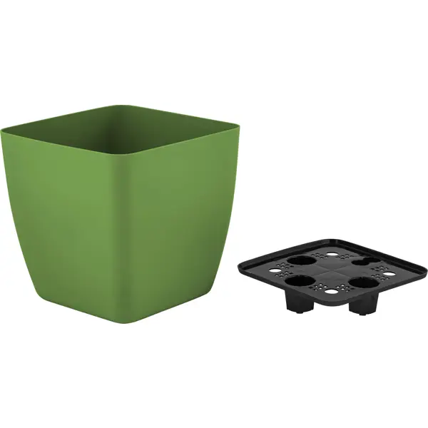 Горшок цветочный Ingreen Вена 19x19x18.7 см v5 л пластик оливковый