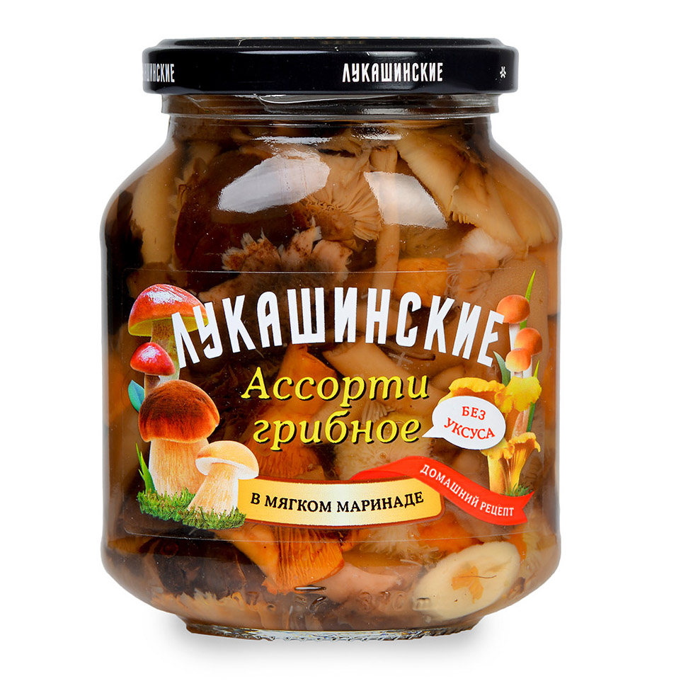 Грибы маринованные Лукашинские Ассорти 340 г