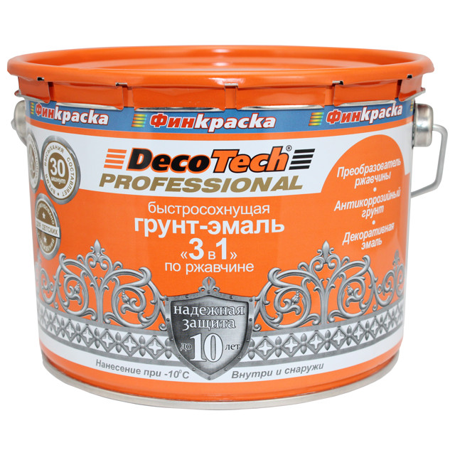 грунт-эмаль 3в1 DecoTech черная RAL9005 1,8кг, арт.15860
