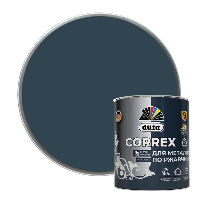 грунт-эмаль DUFA Correx 3в1 RAL-7024 серый 0,75л, арт. МП00-013653