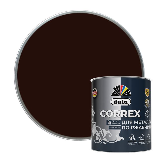 грунт-эмаль DUFA Correx 3в1 RAL-8017 шоколад 0,75л, арт. МП00-013665