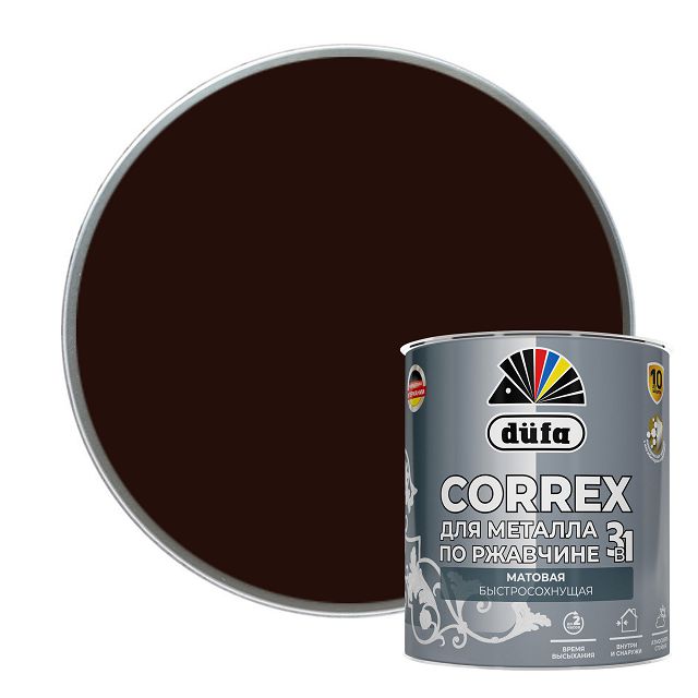 грунт-эмаль DUFA Correx 3в1 RAL-8017 шоколадная матовая 0,75л, арт. МП00-014776