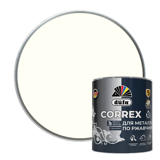 грунт-эмаль DUFA Correx 3в1 RAL-9010 белый 0,75л, арт. МП00-013656