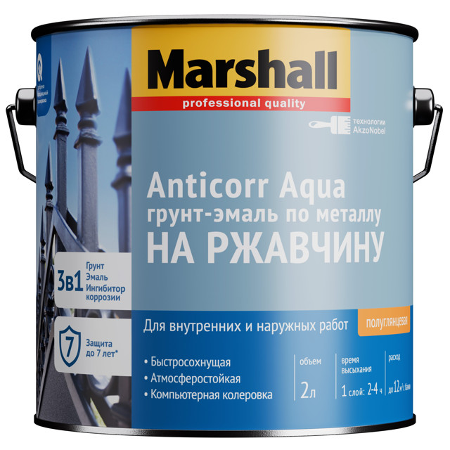 грунт-эмаль MARSHALL Anticorr Aqua BW 2л белая арт.5867395