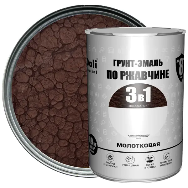 Грунт-эмаль по ржавчине 3 в 1 Dali Special молотковая цвет шоколадный 0.9 кг