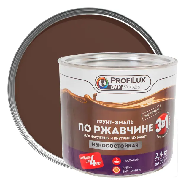 Грунт-эмаль по ржавчине 3 в 1 Profilux гладкая цвет коричневый 2.4 кг