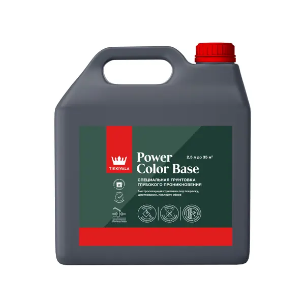 Грунтовка для сухих помещений Tikkivala Power Color Base прозрачная 2.5 л