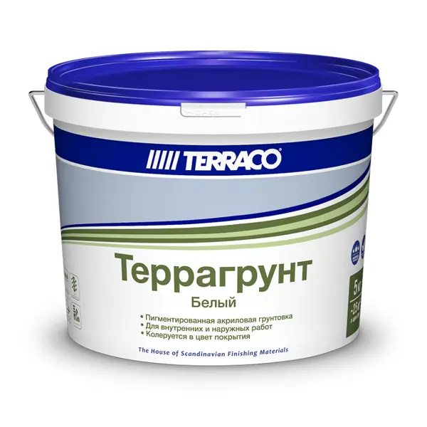 Грунтовка для внутренних и наружных работ Terraco Террагрунт белый 5 кг