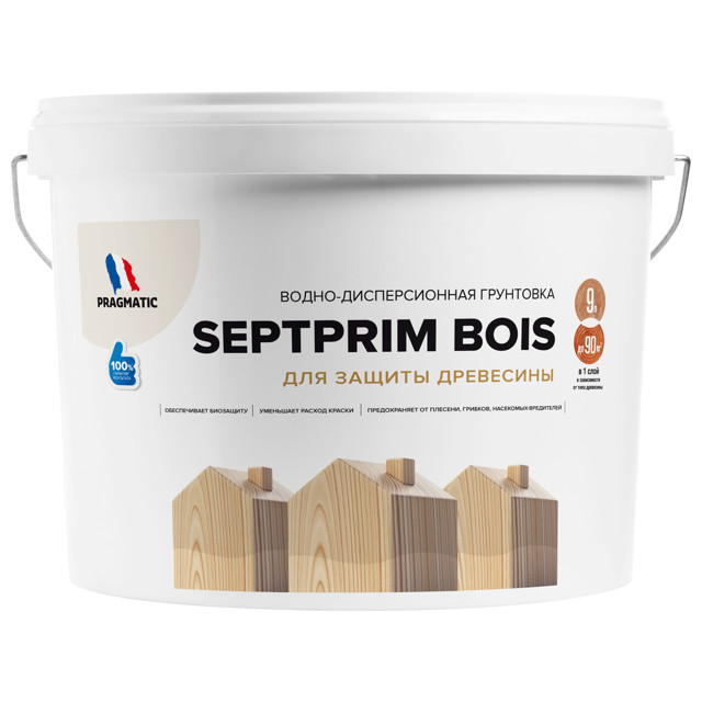 грунтовка в/д PRAGMATIC Septprim Bois для защиты древесины 9л, арт. 150-622