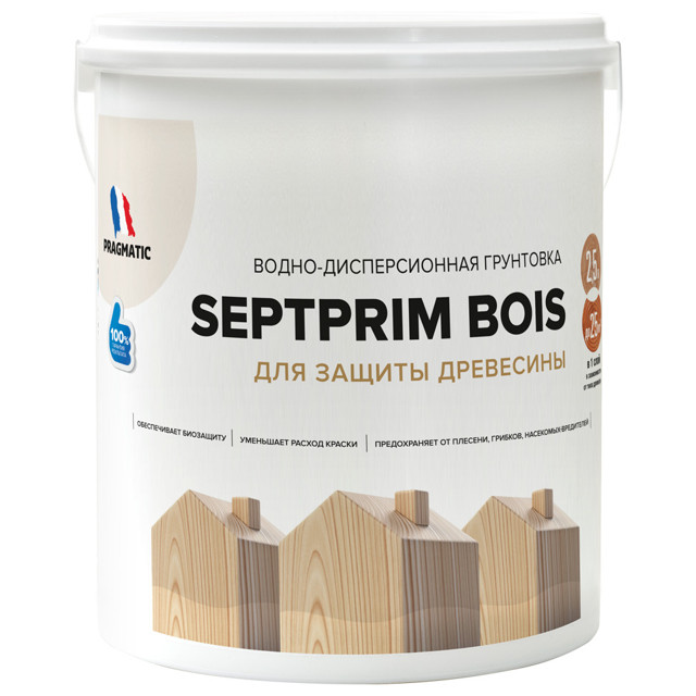 грунтовка в/д PRAGMATIC Septprim Bois для защиты древесины 2,5л, арт. 150-621