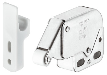 Hafele Пружинная защелка MINI-LATCH + ответная планка, белая 245.54.701