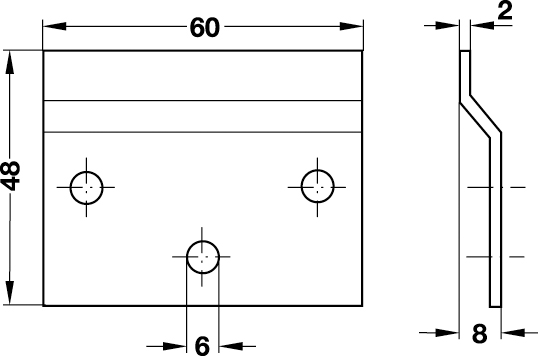 Hafele Шина для навесов 60x48мм, упаковка - 20 штук, 290.08.900