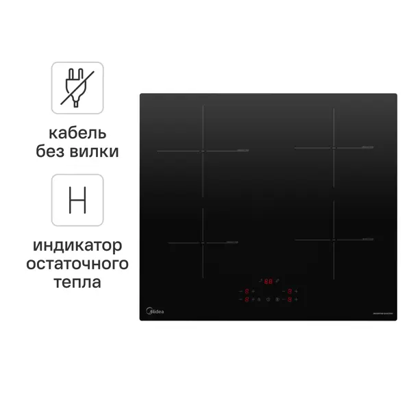 Индукционная варочная панель Midea MIH64202 52x6.2x59 см 4 конфорки цвет черный