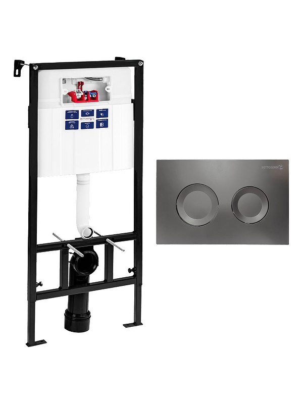 Инсталляция Bettoserb Sava Fix Slim SET40006442 для унитаза с клавишей смыва Cool цвет Графит матовый