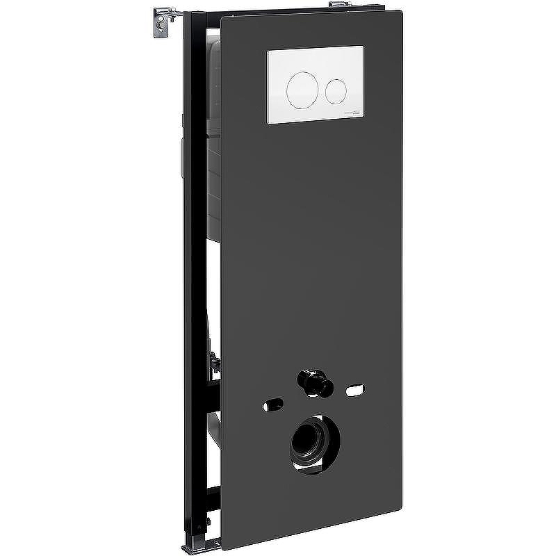 Инсталляция WasserKRAFT Abens 20TLT.010.ME.BL.WM02 для унитаза Черное стекло с Белой матовой клавишей смыва