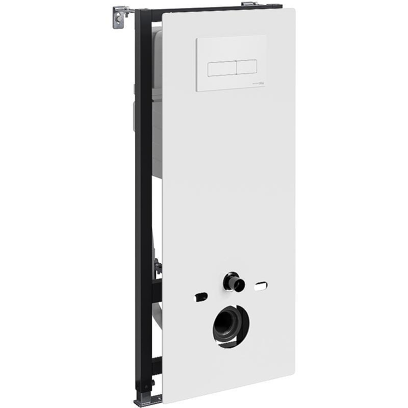 Инсталляция WasserKRAFT Abens 20TLT.010.ME.WH.WM03 для унитаза Белое стекло с Белой матовой клавишей смыва