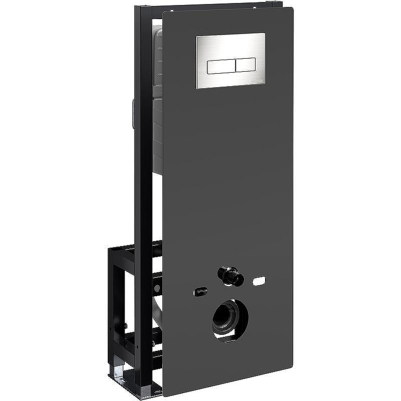 Инсталляция WasserKRAFT Glan 66TLT.010.ME.BL.BN03 для унитаза Черное стекло с клавишей смыва Никель