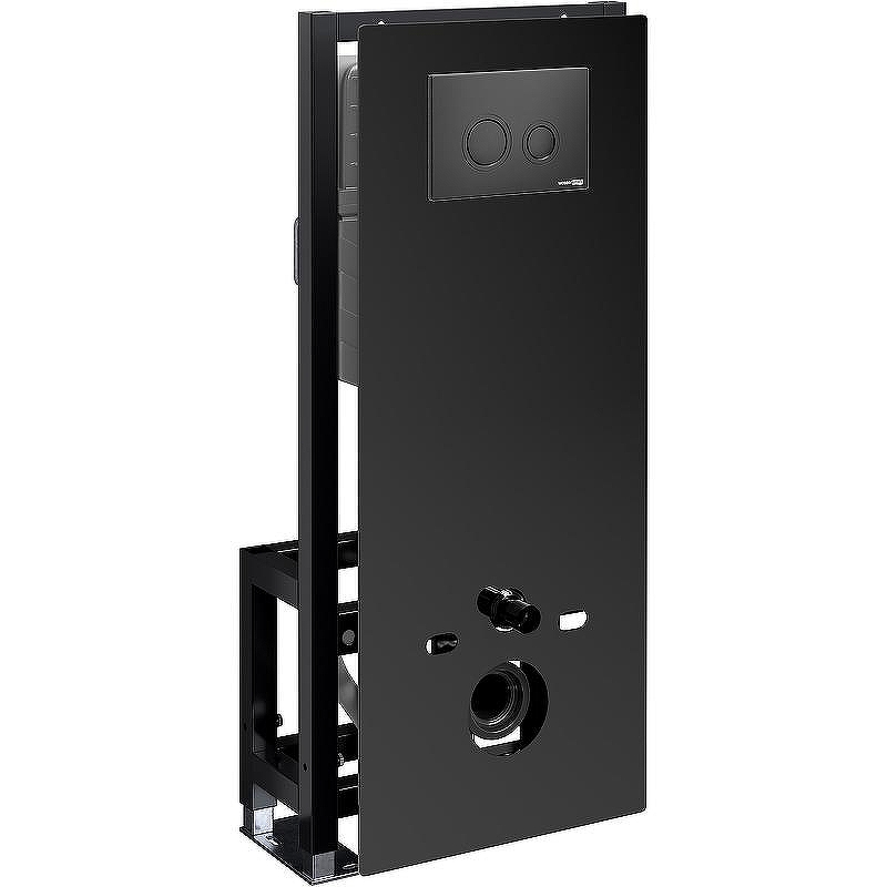 Инсталляция WasserKRAFT Glan 66TLT.010.ME.BL.MB01 для унитаза Черное стекло с Черной матовой клавишей смыва