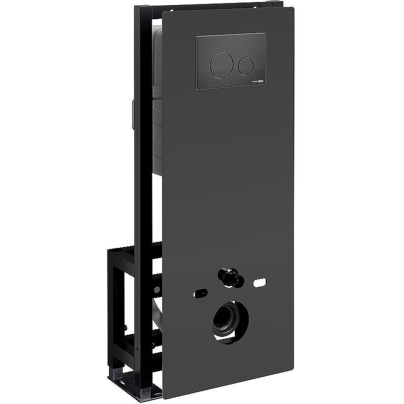Инсталляция WasserKRAFT Glan 66TLT.010.ME.BL.MB02 для унитаза Черное стекло с Черной матовой клавишей смыва