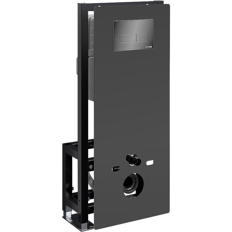 Инсталляция WasserKRAFT Glan 66TLT.010.ME.BL.PB03 для унитаза Черное стекло с клавишей смыва Черный глянец