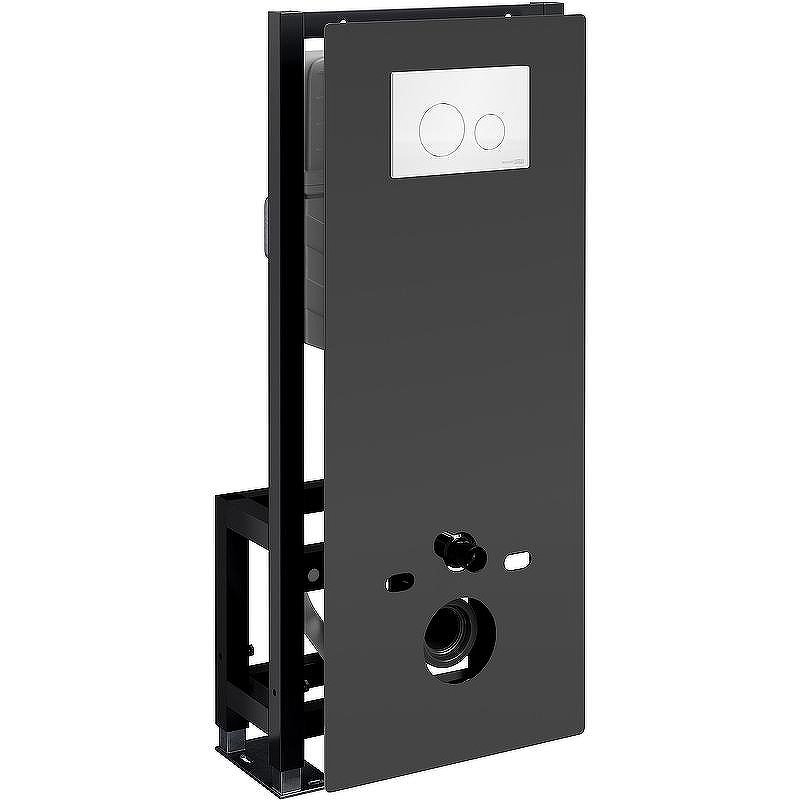 Инсталляция WasserKRAFT Glan 66TLT.010.ME.BL.WH02 для унитаза Черное стекло с Белой клавишей смыва