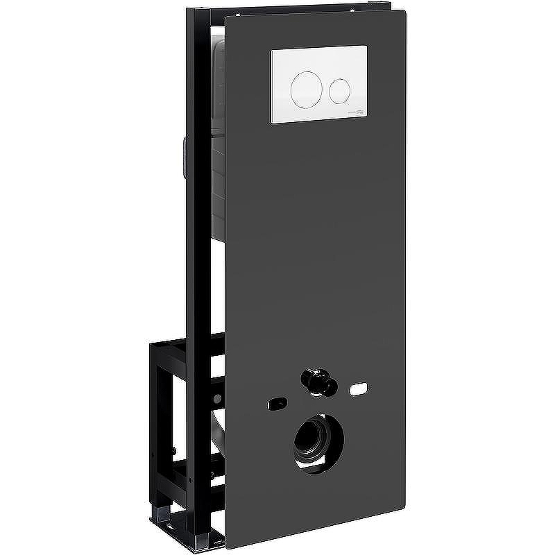 Инсталляция WasserKRAFT Glan 66TLT.010.ME.BL.WM02 для унитаза Черное стекло с Белой матовой клавишей смыва