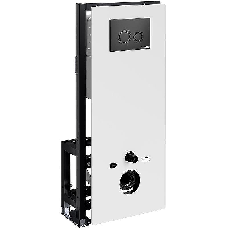 Инсталляция WasserKRAFT Glan 66TLT.010.ME.WH.MB01 для унитаза Белое стекло с Черной матовой клавишей смыва