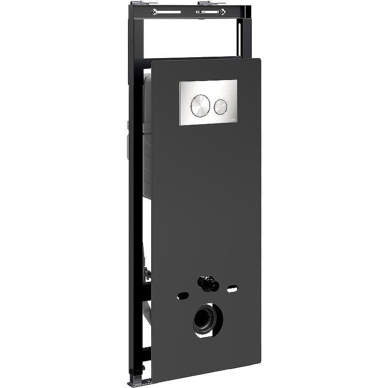 Инсталляция WasserKRAFT Salm 27TLT.010.ME.BL.BN02 для унитаза Черное стекло с клавишей смыва Никель