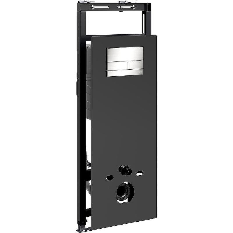 Инсталляция WasserKRAFT Salm 27TLT.010.ME.BL.BN04 для унитаза Черное стекло с клавишей смыва Никель
