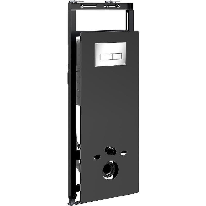Инсталляция WasserKRAFT Salm 27TLT.010.ME.BL.CH03 для унитаза Черное стекло с клавишей смыва Хром