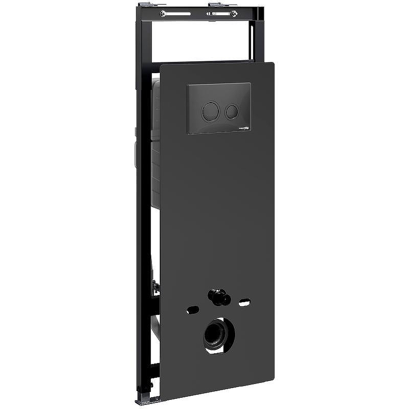 Инсталляция WasserKRAFT Salm 27TLT.010.ME.BL.MB01 для унитаза Черное стекло с Черной матовой клавишей смыва