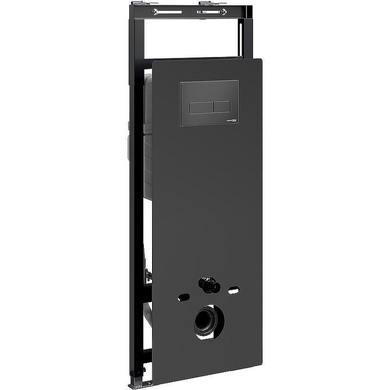 Инсталляция WasserKRAFT Salm 27TLT.010.ME.BL.MB03 для унитаза Черное стекло с Черной матовой клавишей смыва