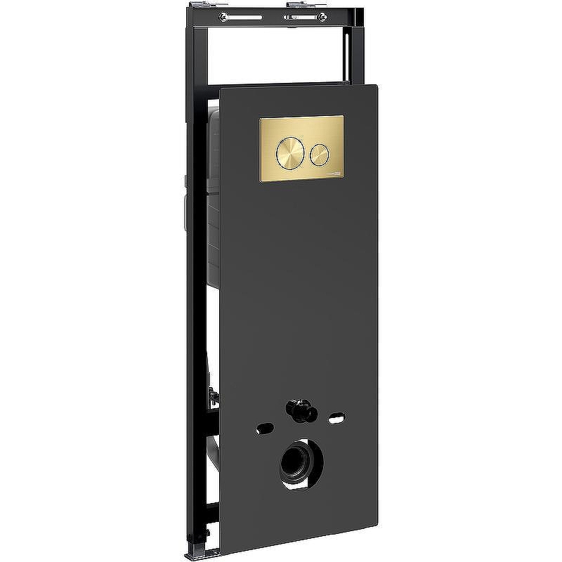 Инсталляция WasserKRAFT Salm 27TLT.010.ME.BL.MG02 для унитаза Черное стекло с клавишей смыва Золото матовое