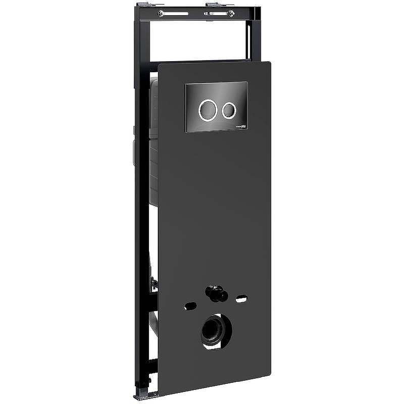 Инсталляция WasserKRAFT Salm 27TLT.010.ME.BL.PB01 для унитаза Черное стекло с Черной глянцевой клавишей смыва