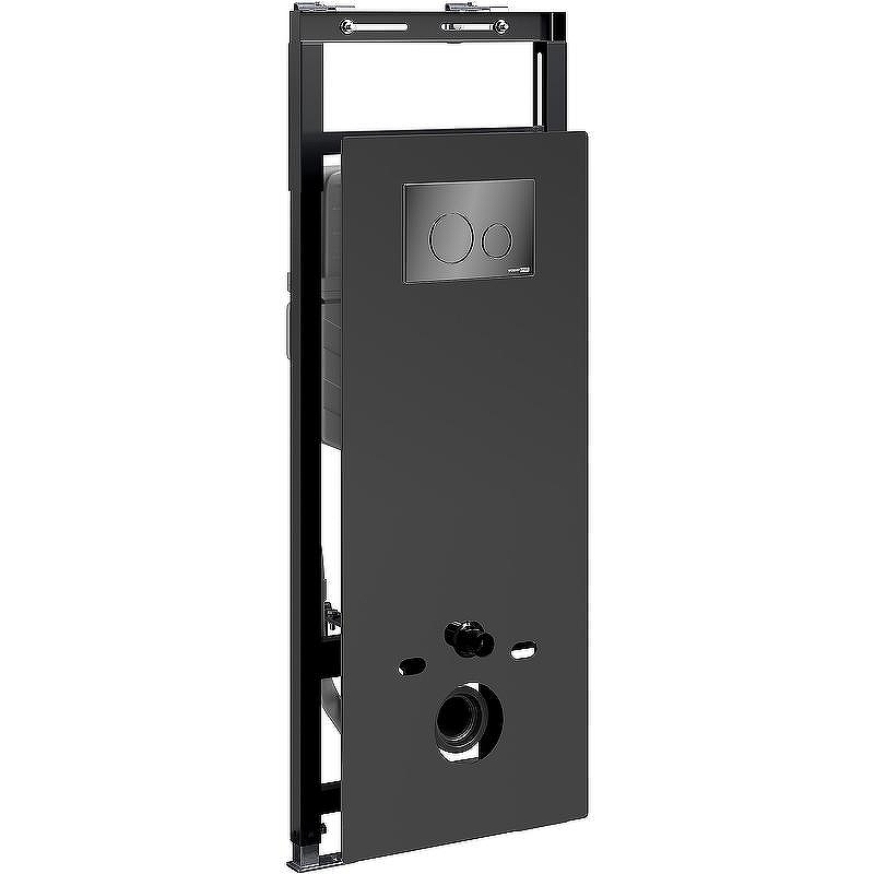 Инсталляция WasserKRAFT Salm 27TLT.010.ME.BL.PB02 для унитаза Черное стекло с клавишей смыва Черный глянец