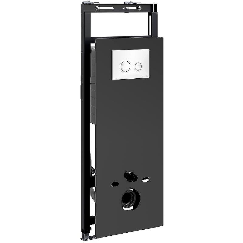 Инсталляция WasserKRAFT Salm 27TLT.010.ME.BL.WH01 для унитаза Черное стекло с Белой клавишей смыва
