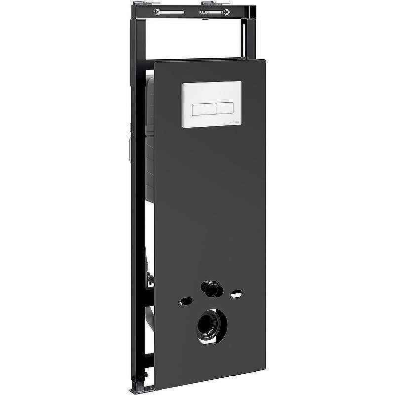 Инсталляция WasserKRAFT Salm 27TLT.010.ME.BL.WH03 для унитаза Черное стекло с Белой клавишей смыва