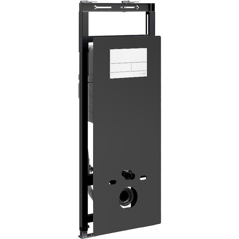 Инсталляция WasserKRAFT Salm 27TLT.010.ME.BL.WM04 для унитаза Черное стекло с Белой матовой клавишей смыва