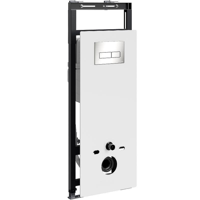 Инсталляция WasserKRAFT Salm 27TLT.010.ME.WH.BN03 для унитаза Белое стекло с клавишей смыва Никель